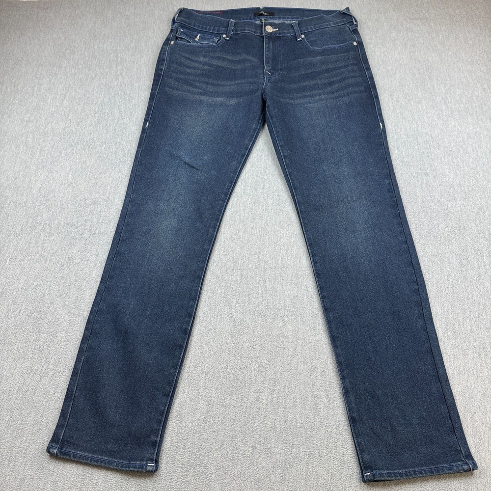True Religion Jeans Mens 33 Blue Rocco Relaxed Skinny Denim Dark Wash Stretch - Picture 3 of 15